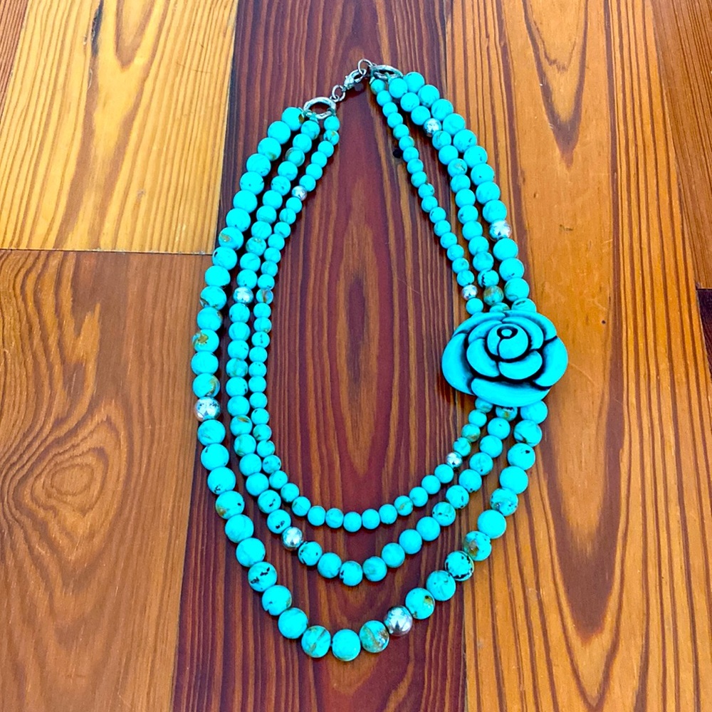 Multistrand Turquoise Statement Necklace - image 1